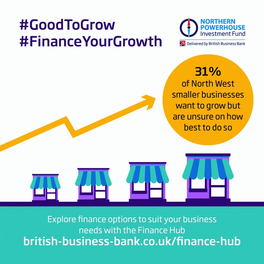 Infographic showing how 31% of smaller businesses in the North West want to grow but don't know how
