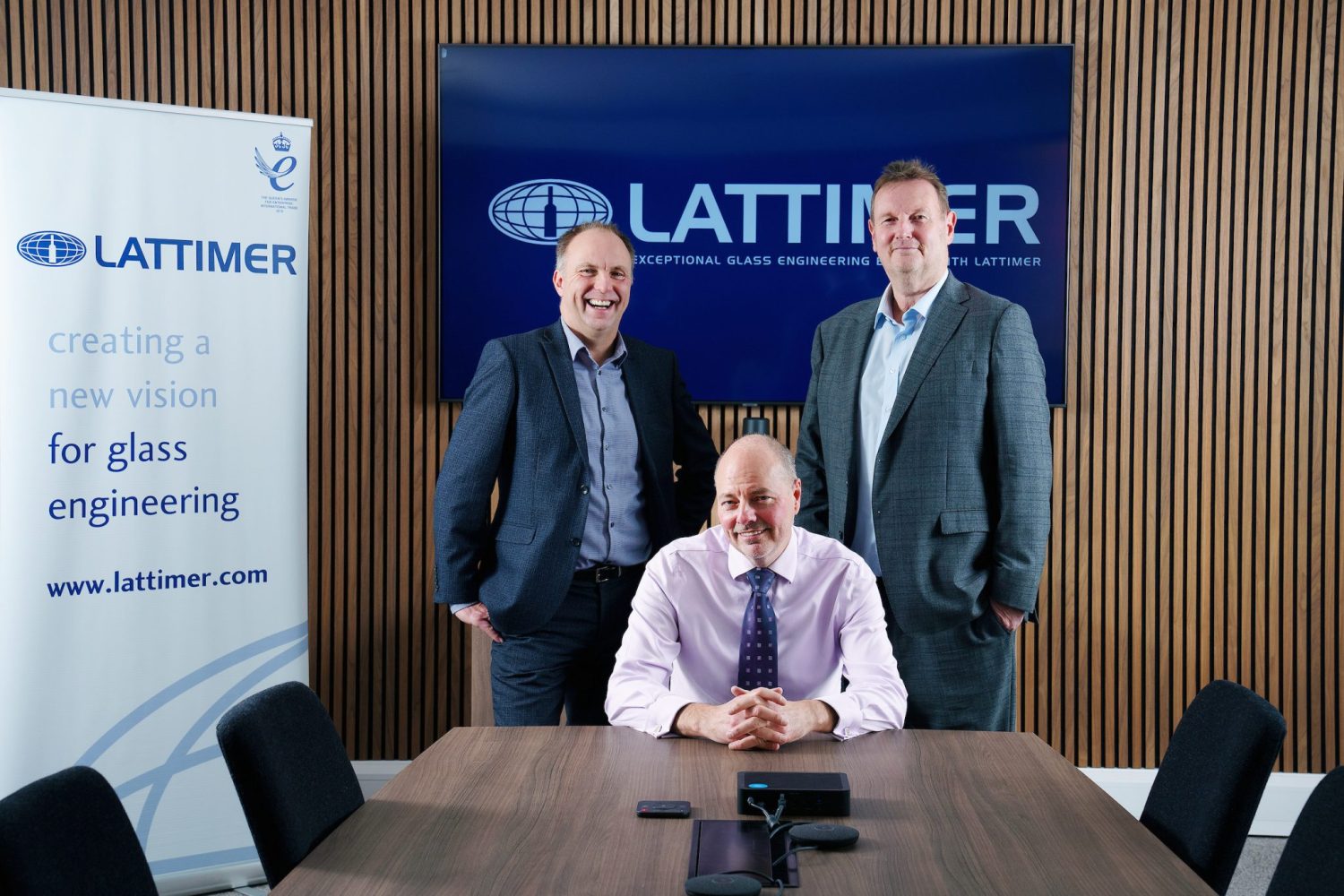 Alistair Igo of FW Capital, Carl Stead FD at Lattimer and Andy Traynor of FW Capital at Lattimer’s offices in Southport. 13h Nov, 2023.
